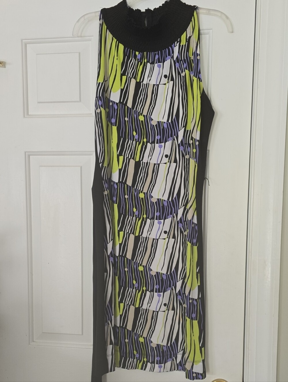 Women's Patterned Midi Skirt in Lime, Black & White